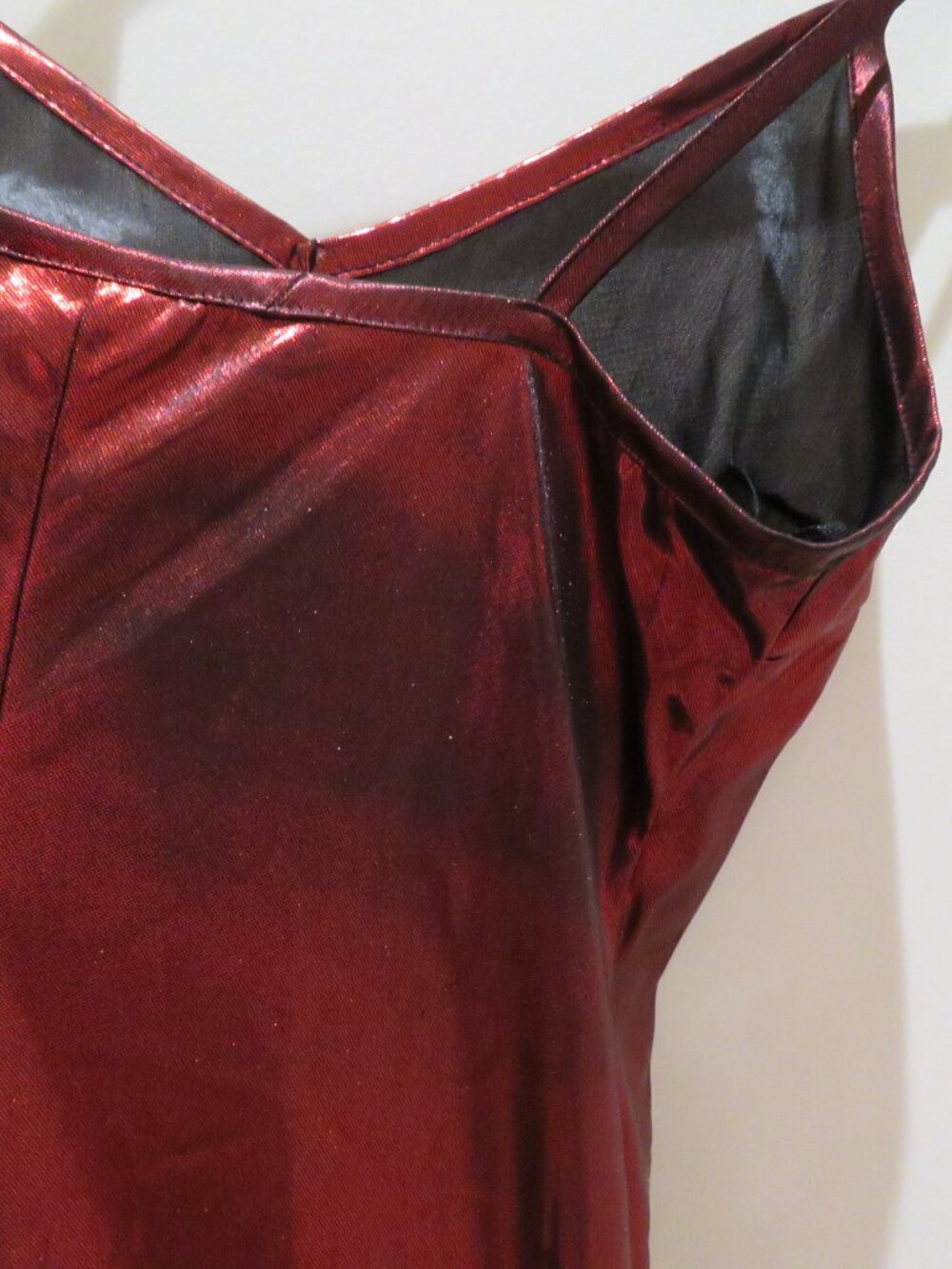 VINTAGE BONKERS USA Red Metallic Maxi Slip Dress Medium 90s Party Friends - Picture 12 of 15